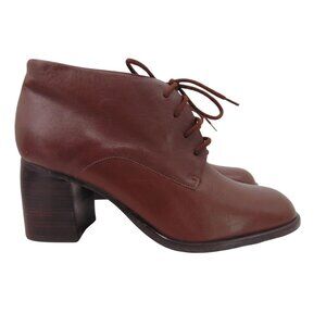 Etienne Aigner Womens Brown Pinto Ankle Booties Shoes /size 8 Chunky Heels